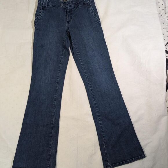 Vintage y2k Lola Women's Blue Bootcut Lowrise Jeans with Unique Hook Bar Closure - Picture 2 of 8